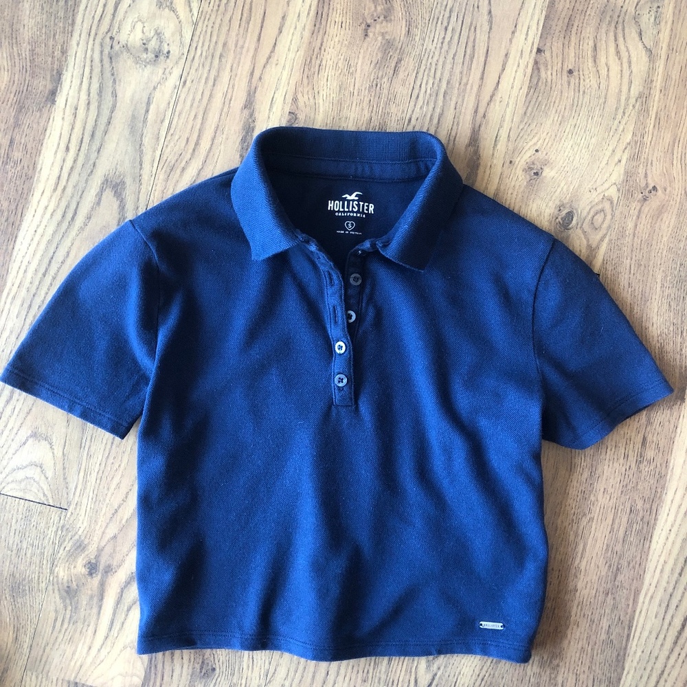 Hollister navy crop top polo size small
